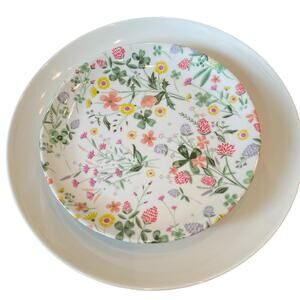 LAURA ASHLEY Floral Melamine 8pc Dinner| Salad Plate Set White NEW